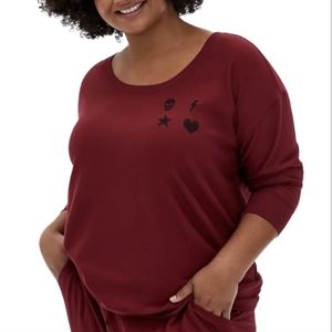 Torrid Sweatshirt in Dark Red with Black Accents